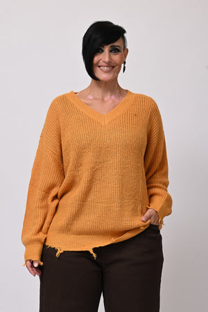 Pull V strappi - Ocra