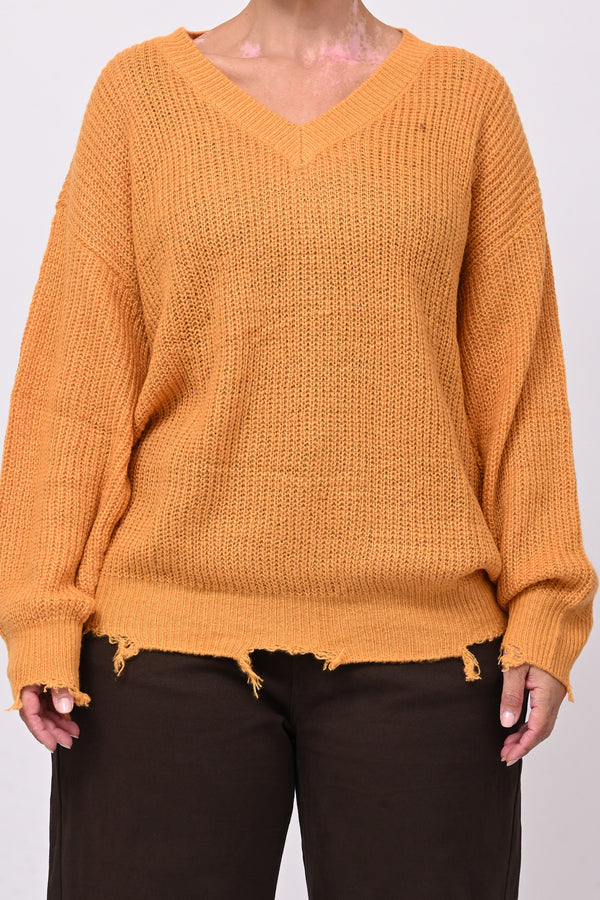 Pull V strappi - Ocra
