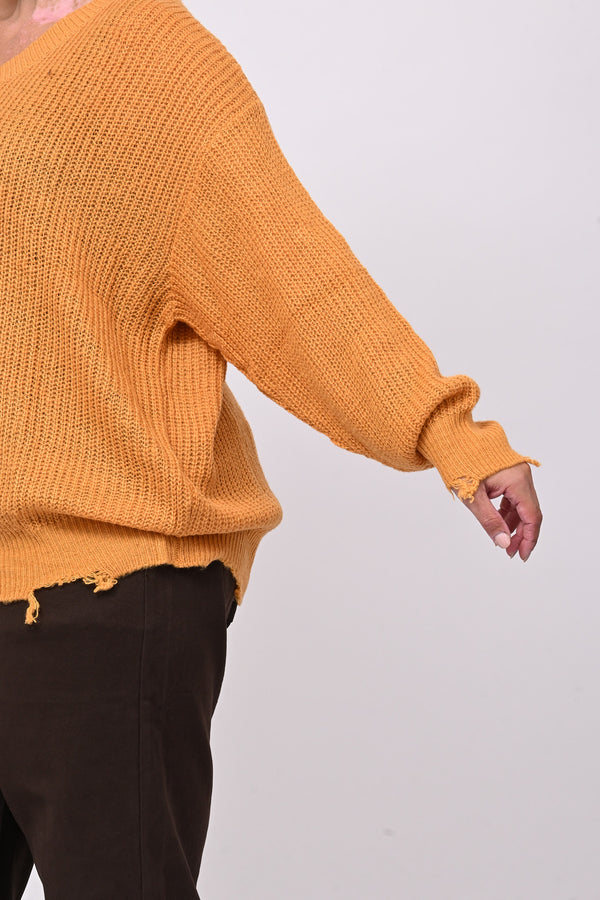 Pull V strappi - Ocra
