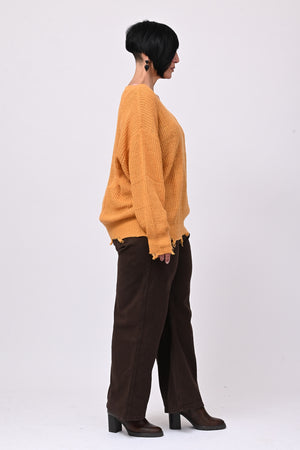 Pull V strappi - Ocra