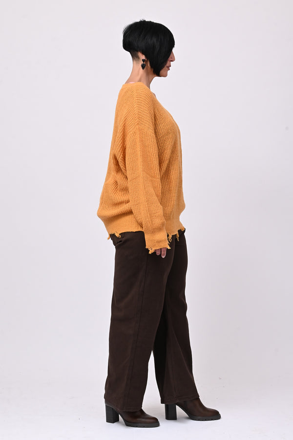Pull V strappi - Ocra