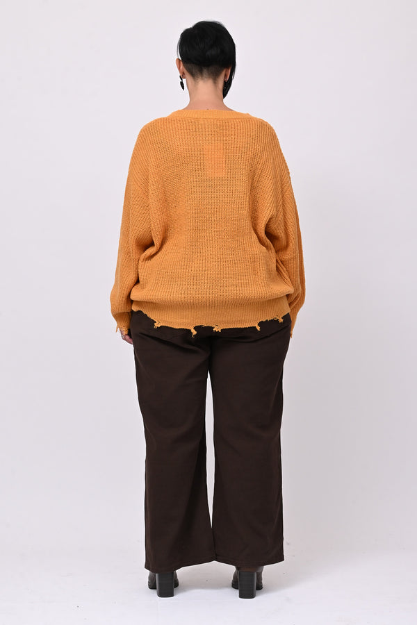 Pull V strappi - Ocra