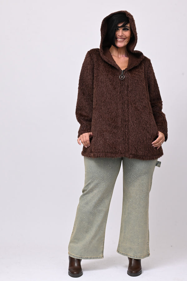 Teddy cappuccio zip - Moro