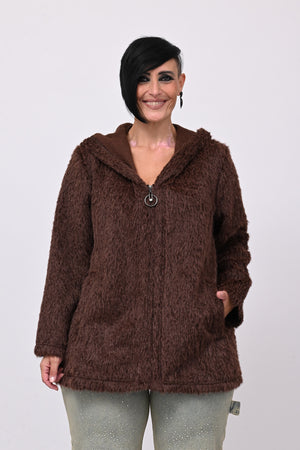 Teddy cappuccio zip - Moro
