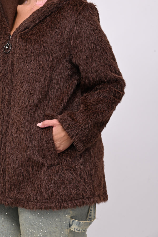 Teddy cappuccio zip - Moro