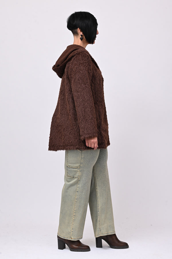 Teddy cappuccio zip - Moro