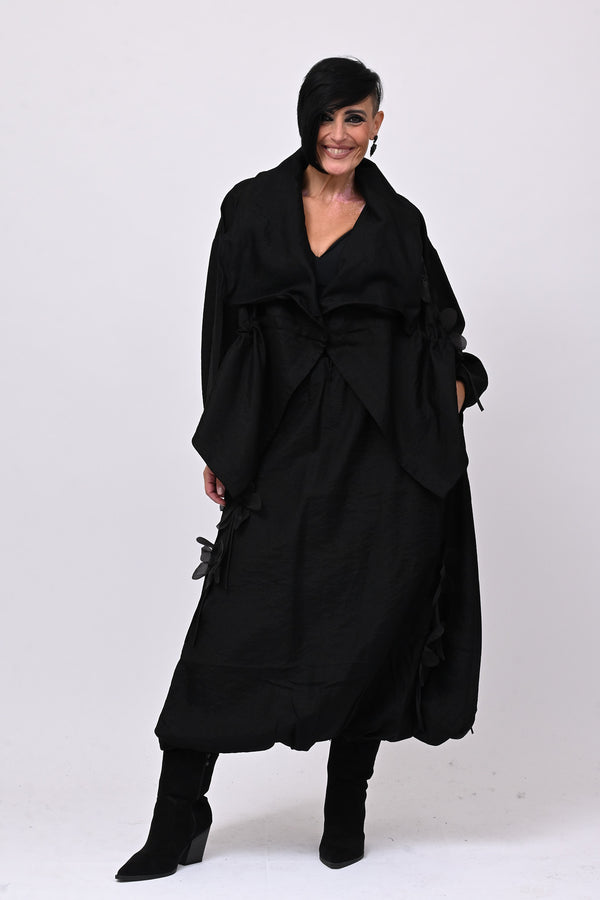 Giacca shantung fiori - Nero