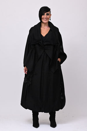 Giacca shantung fiori - Nero