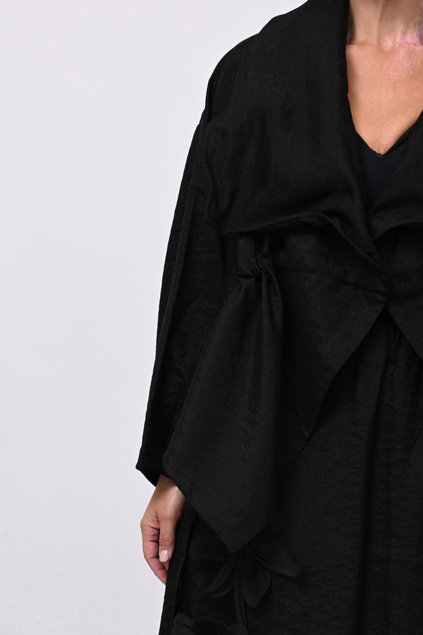 Giacca shantung fiori - Nero