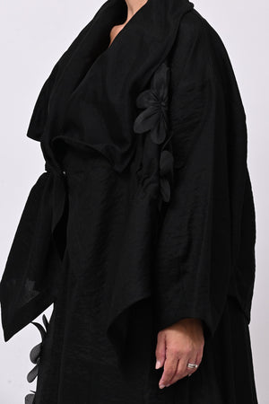 Giacca shantung fiori - Nero