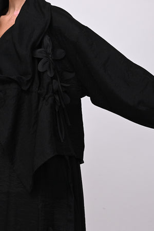 Giacca shantung fiori - Nero