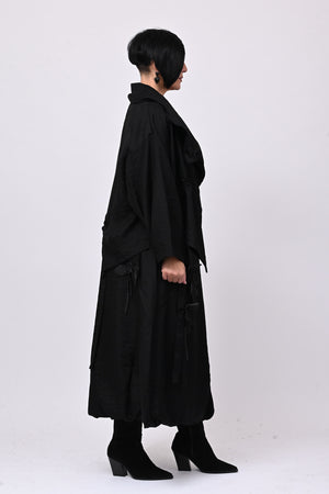 Giacca shantung fiori - Nero