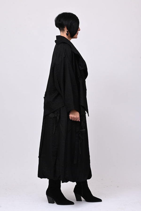 Giacca shantung fiori - Nero