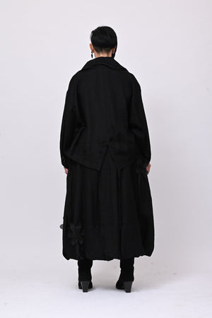 Giacca shantung fiori - Nero