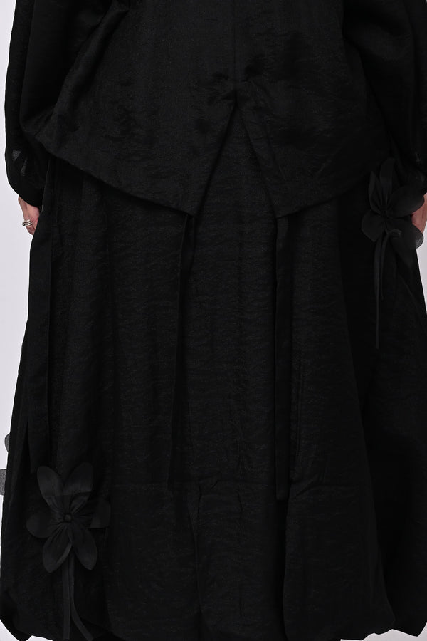 Giacca shantung fiori - Nero