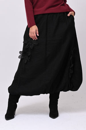 Gonna Shantung fiori - Nero