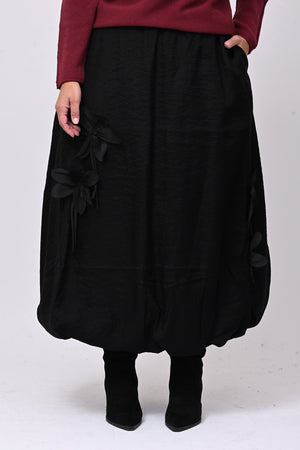 Gonna Shantung fiori - Nero