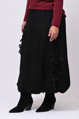 Gonna Shantung fiori - Nero