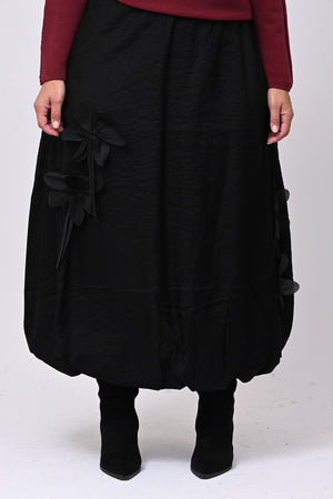 Gonna Shantung fiori - Nero