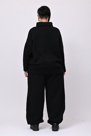 Pantacrop felpa foglie - Nero