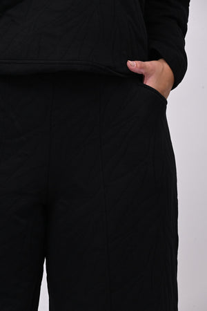 Pantacrop felpa foglie - Nero