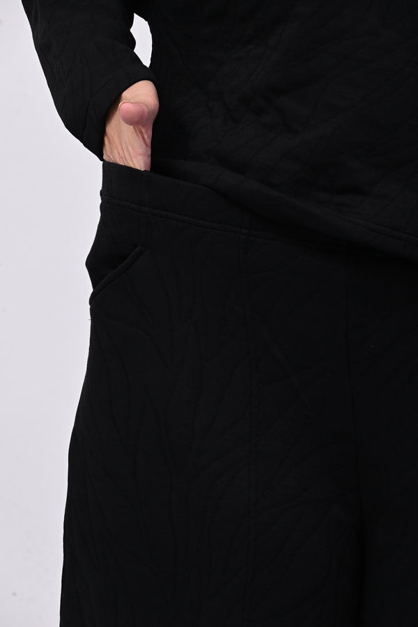 Pantacrop felpa foglie - Nero