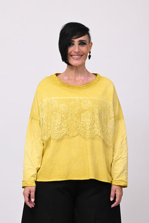 Felpa scatoletta merletto - Giallo