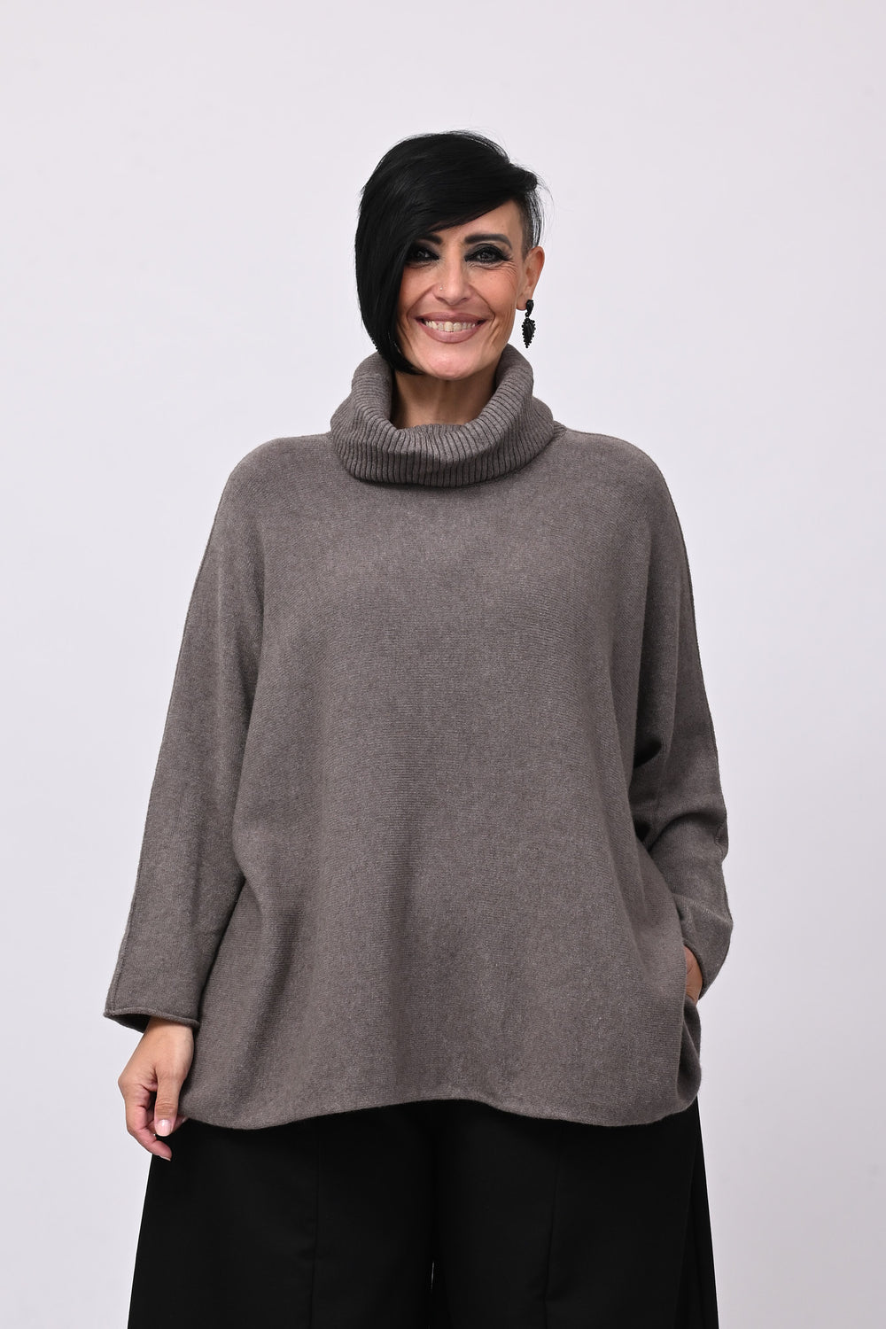 Maxi Pull collo anello - Tortora