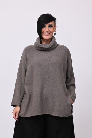 Maxi Pull collo anello - Tortora
