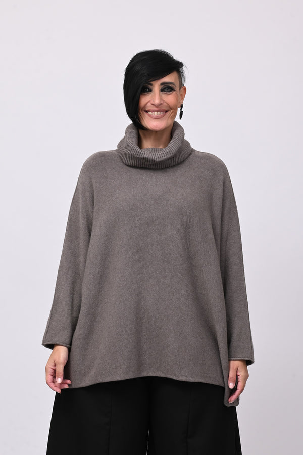 Maxi Pull collo anello - Tortora