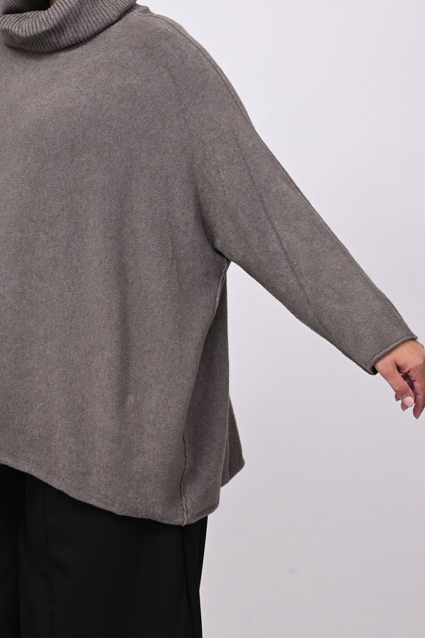 Maxi Pull collo anello - Tortora