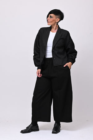 Giacca bomber gessata - Nero