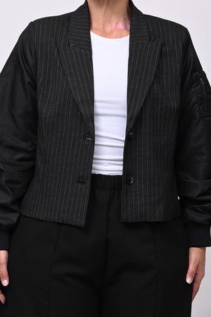 Giacca bomber gessata - Nero
