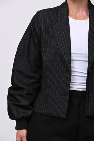 Giacca bomber gessata - Nero