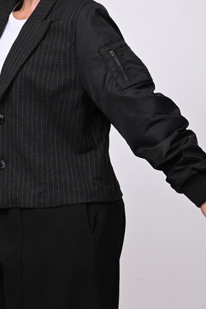 Giacca bomber gessata - Nero