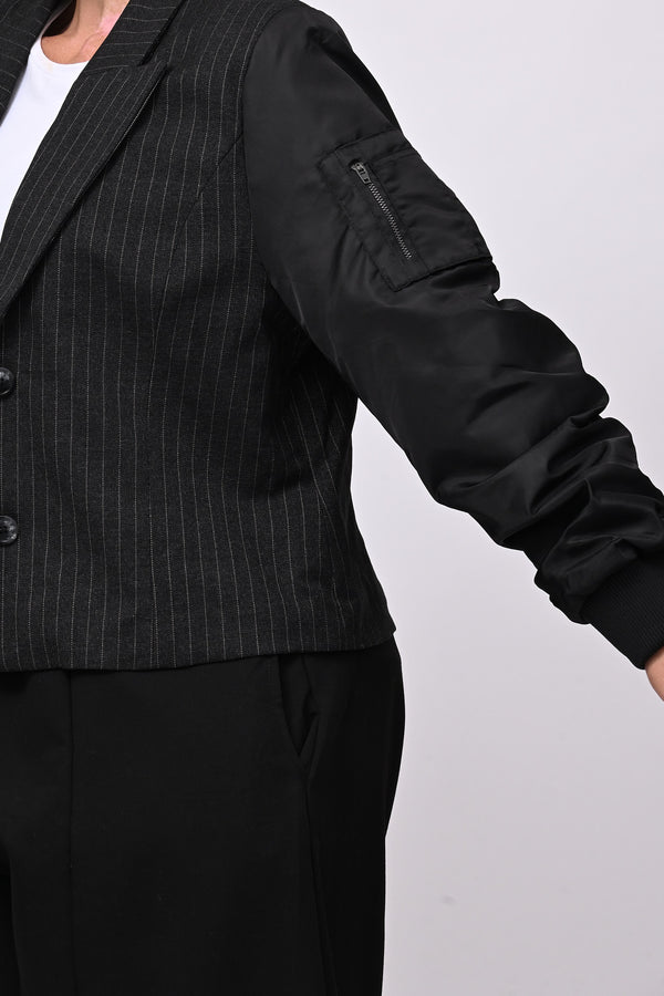 Giacca bomber gessata - Nero