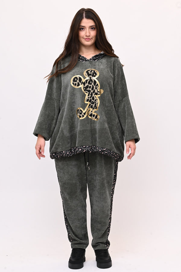 Tuta ciniglia topolino - Verde militare