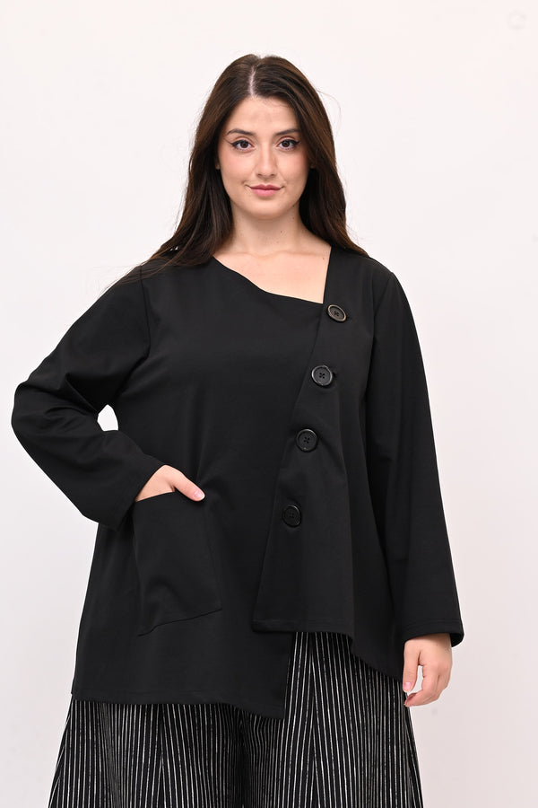 Giacca asimmetrica bottoni - Nero