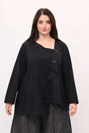 Giacca asimmetrica bottoni - Nero