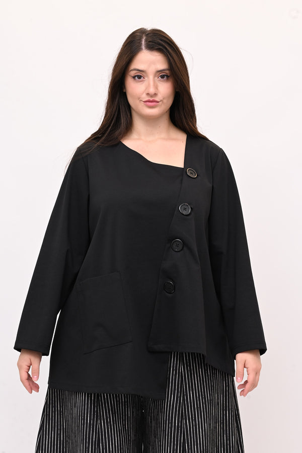 Giacca asimmetrica bottoni - Nero
