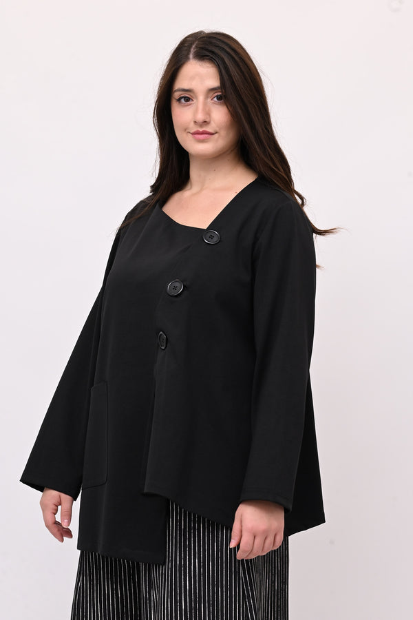 Giacca asimmetrica bottoni - Nero