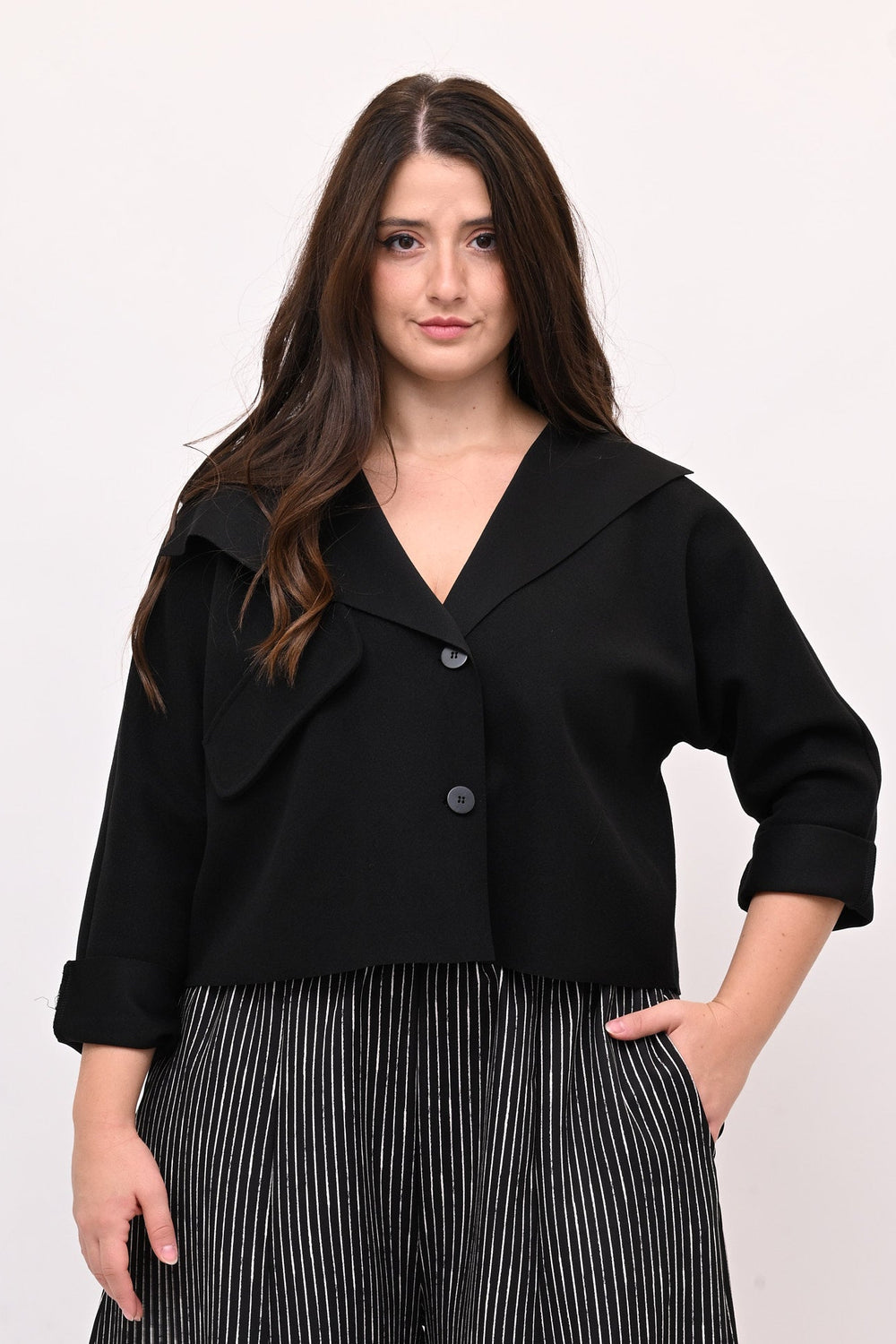 Cappottino crop tasca - Nero