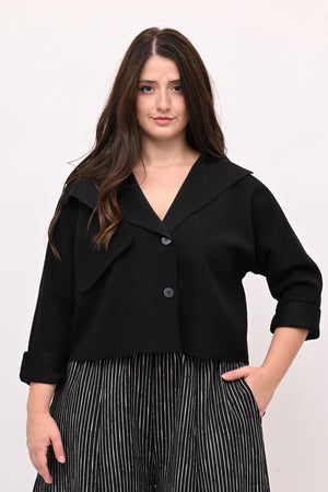 Cappottino crop tasca - Nero