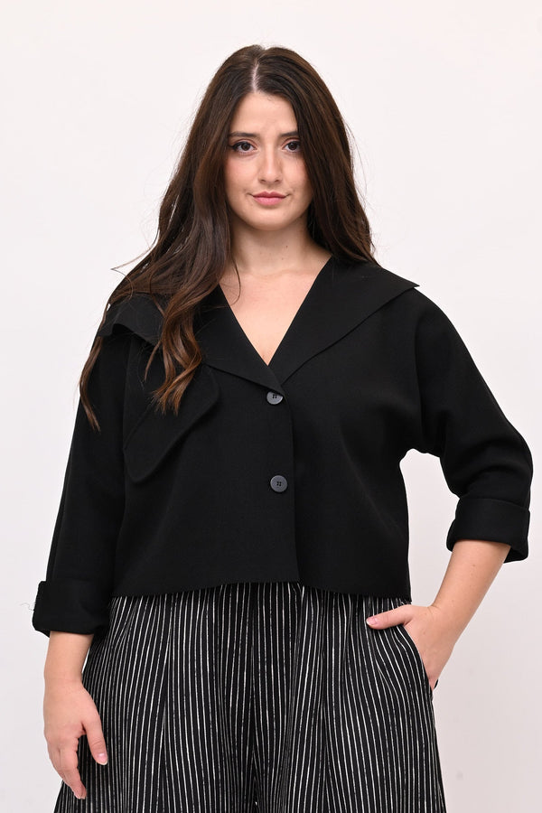 Cappottino crop tasca - Nero