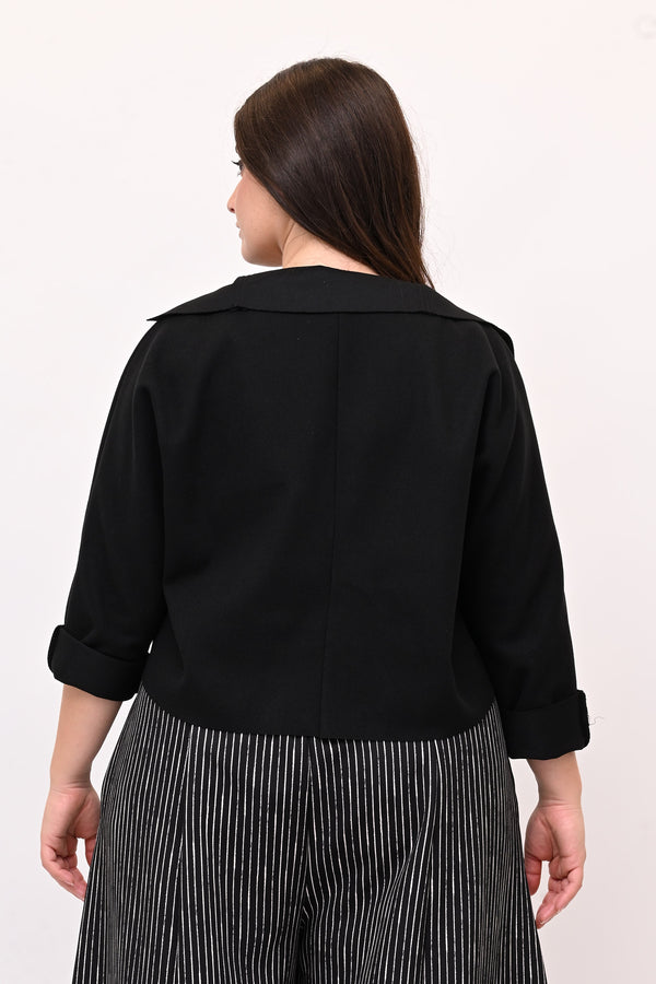 Cappottino crop tasca - Nero