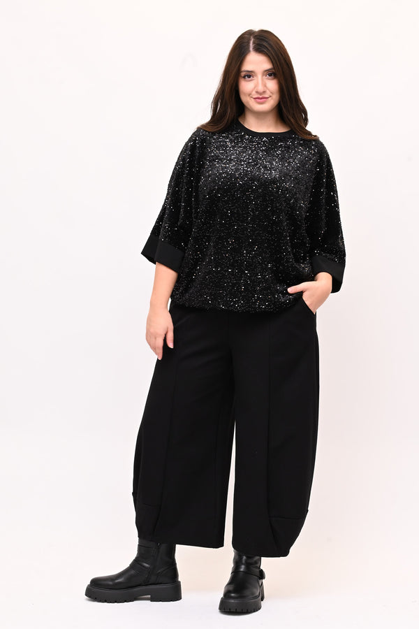 Felpa ciniglia paillettes - Nero