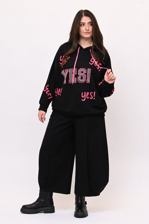Felpa strass YES - Nero