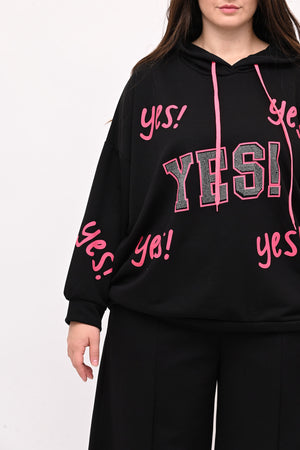 Felpa strass YES - Nero