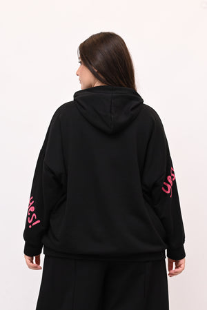 Felpa strass YES - Nero