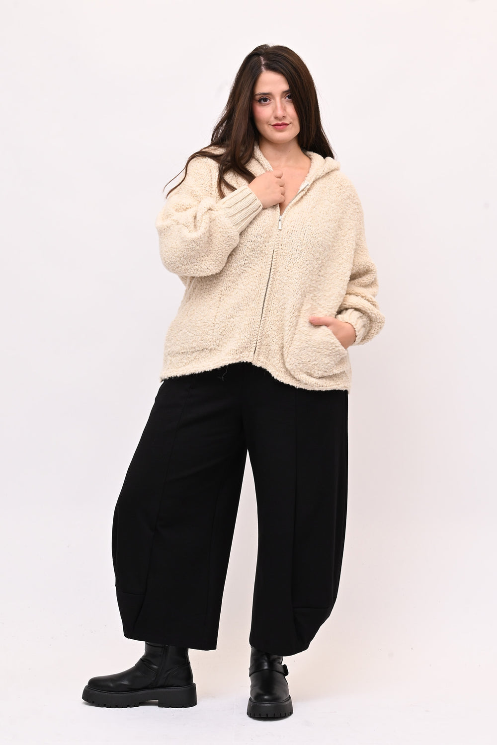 Cardigan Alpaca zip - Vaniglia